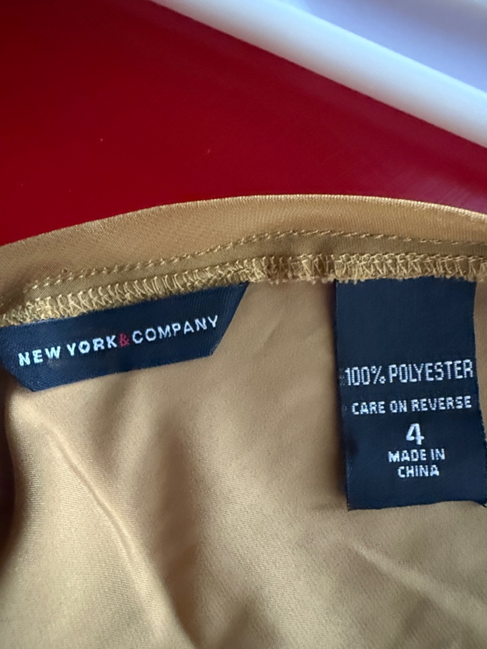 New York & Company Gold Color Polyester Shirt